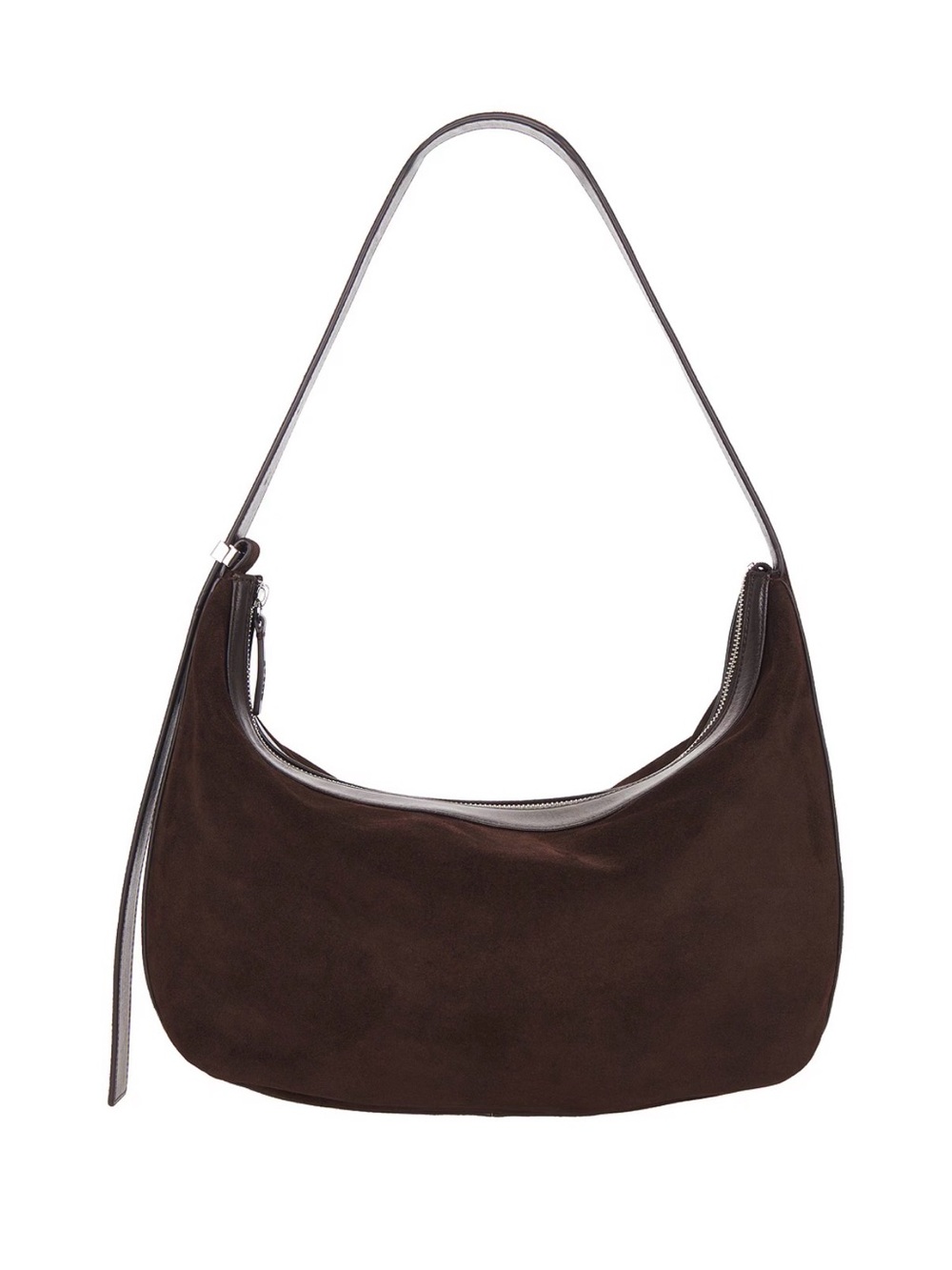 STAUD Dark Brown Suede Shoulder Bag